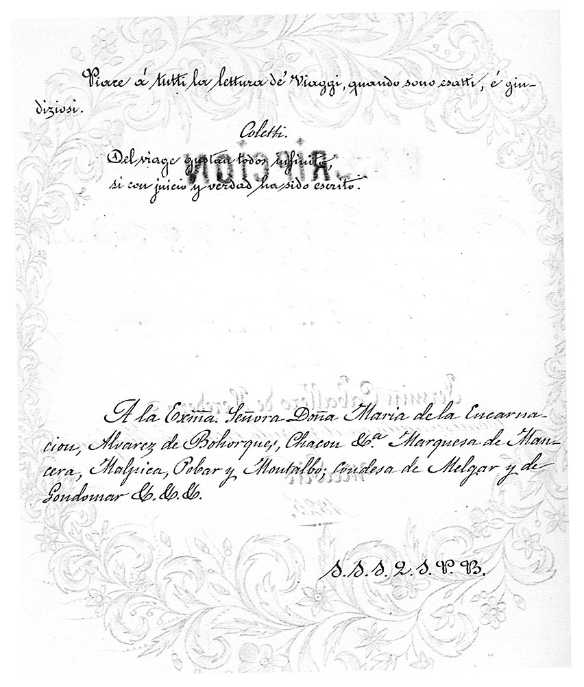Dedicatoria de Fermín Caballero a Doña María de la Encarnación Álvarez de las Asturias Bohórquez y Chacón Dedicatoria de Fermín Caballero a Doña María de la Encarnación Álvarez de las Asturias Bohórquez y Chacón