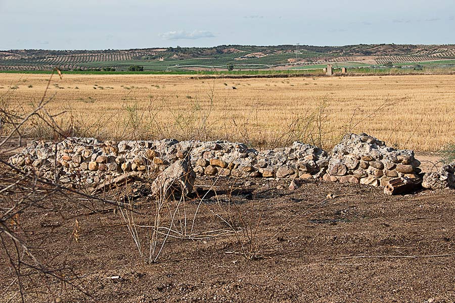 Vista parcial de la pared norte de la supuesta iglesia visigoda de Las Tamujas en Malpica de Tajo