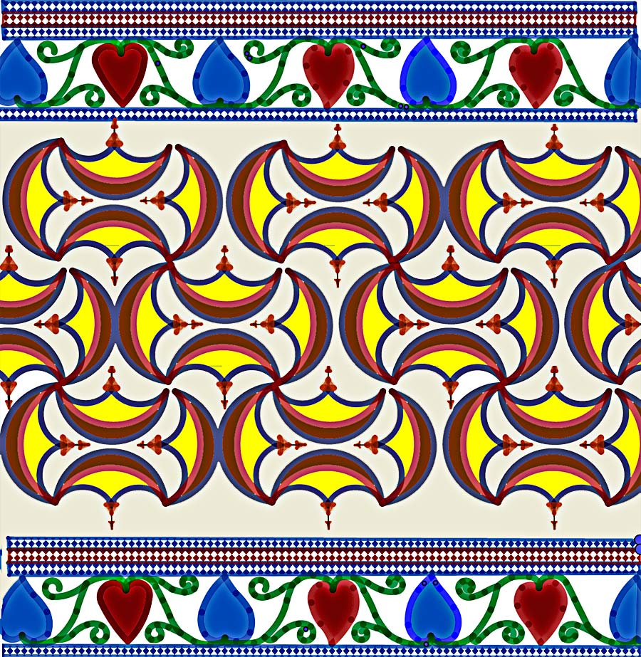 Interpretación gráfica del mosaico del vestíbulo en las termas de la villa romana de Las Tamujas en Malpica de Tajo