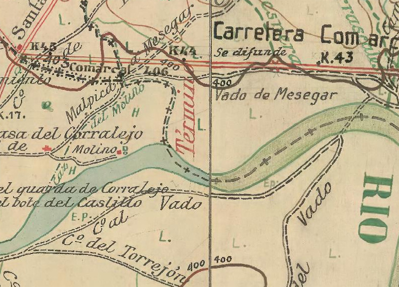 Catastrón del límite del término municipal de Malpica de Tajo desde la presa de alimentación del Caz al vado de Mesegar Catastrón del límite del término municipal de Malpica de Tajo desde la presa de alimentación del Caz al vado de Mesegar