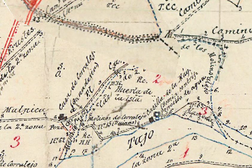 Mapa catastrón con el límite del término municipal de Malpica de Tajo con Mesegar en la zona del barranco de Ramasaetas Mapa catastrón con el límite del término municipal de Malpica de Tajo con Mesegar en la zona del barranco de Ramasaetas