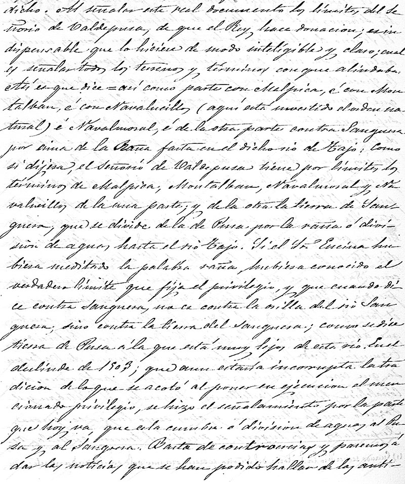 Límites de Valdepusa según el manuscrito de Fermín Caballero de 1825 Límites de Valdepusa según el manuscrito de Fermín Caballero de 1825
