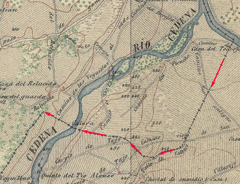 Recorte del mapa MTN50 del límite del término municipal de Malpica de Tajo desde el Torrejon hasta el Relucío Recorte del mapa MTN50 del límite del término municipal de Malpica de Tajo desde el Torrejon hasta el Relucío