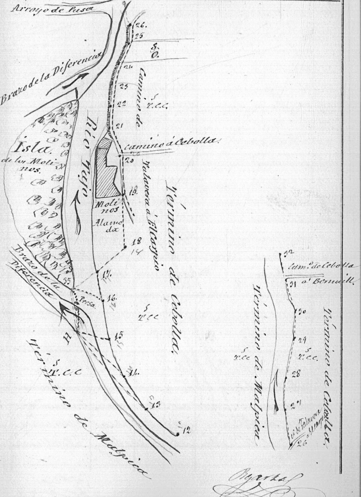 Croquis de la presa de Cebolla Croquis de la presa de Cebolla