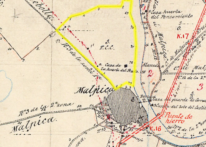 Mapa huerta Malpica realizado en noviembre de 1882 por el IGE Mapa huerta Malpica realizado en noviembre de 1882 por el IGE