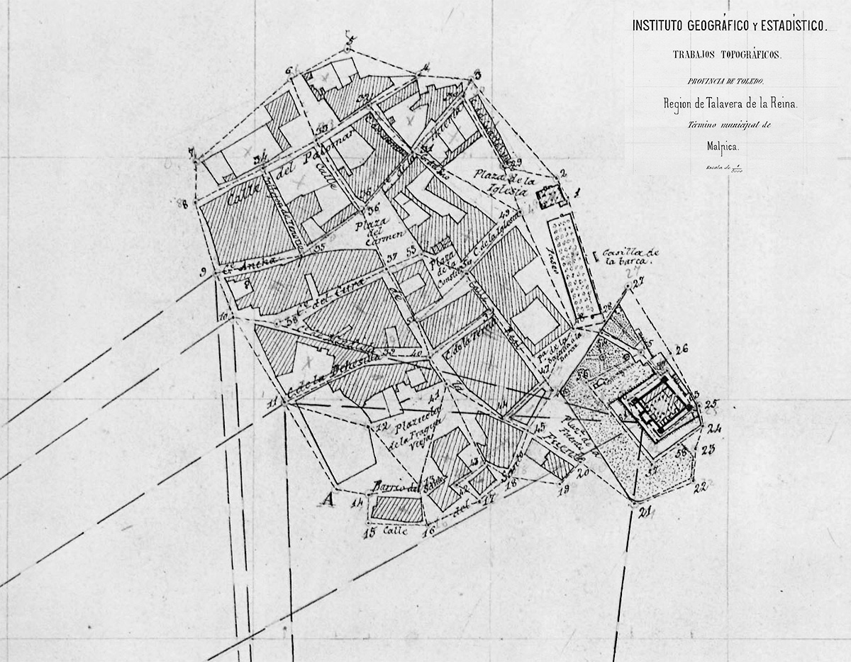 Detalle del mapa topográfico del IGE,1882, Malpica de Tajo Detalle del mapa topográfico del IGE,1882, Malpica de Tajo