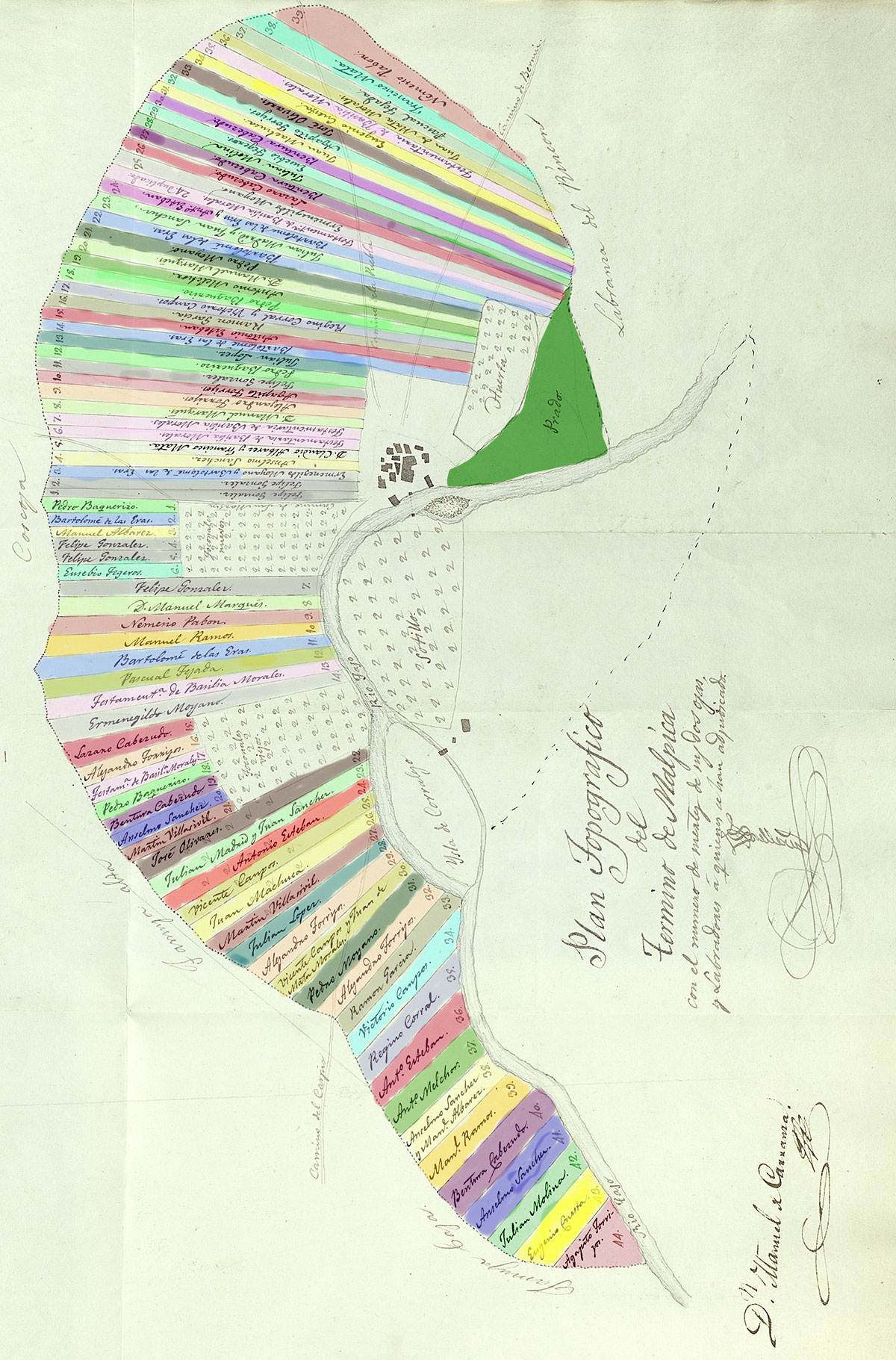 Plano del reparto de las 83 suertes de las tierras, en usufructo, de Malpica en 1826 Plano del reparto de las 83 suertes de las tierras, en usufructo, de Malpica en 1826