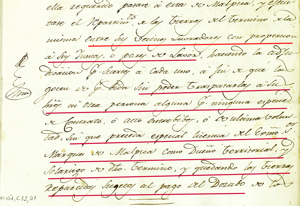Condiciones del reparto, en usufructo, de las tierras del marques de Malpica en 1827 a los labradores de la villa Condiciones del reparto, en usufructo, de las tierras del marques de Malpica en 1827 a los labradores de la villa