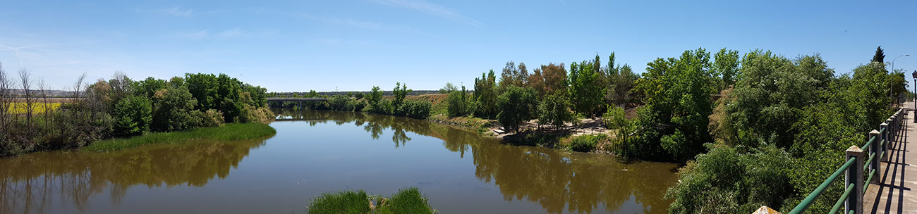 Panorámica del puente nuevo desde el antiguo de Malpica de Tajo 