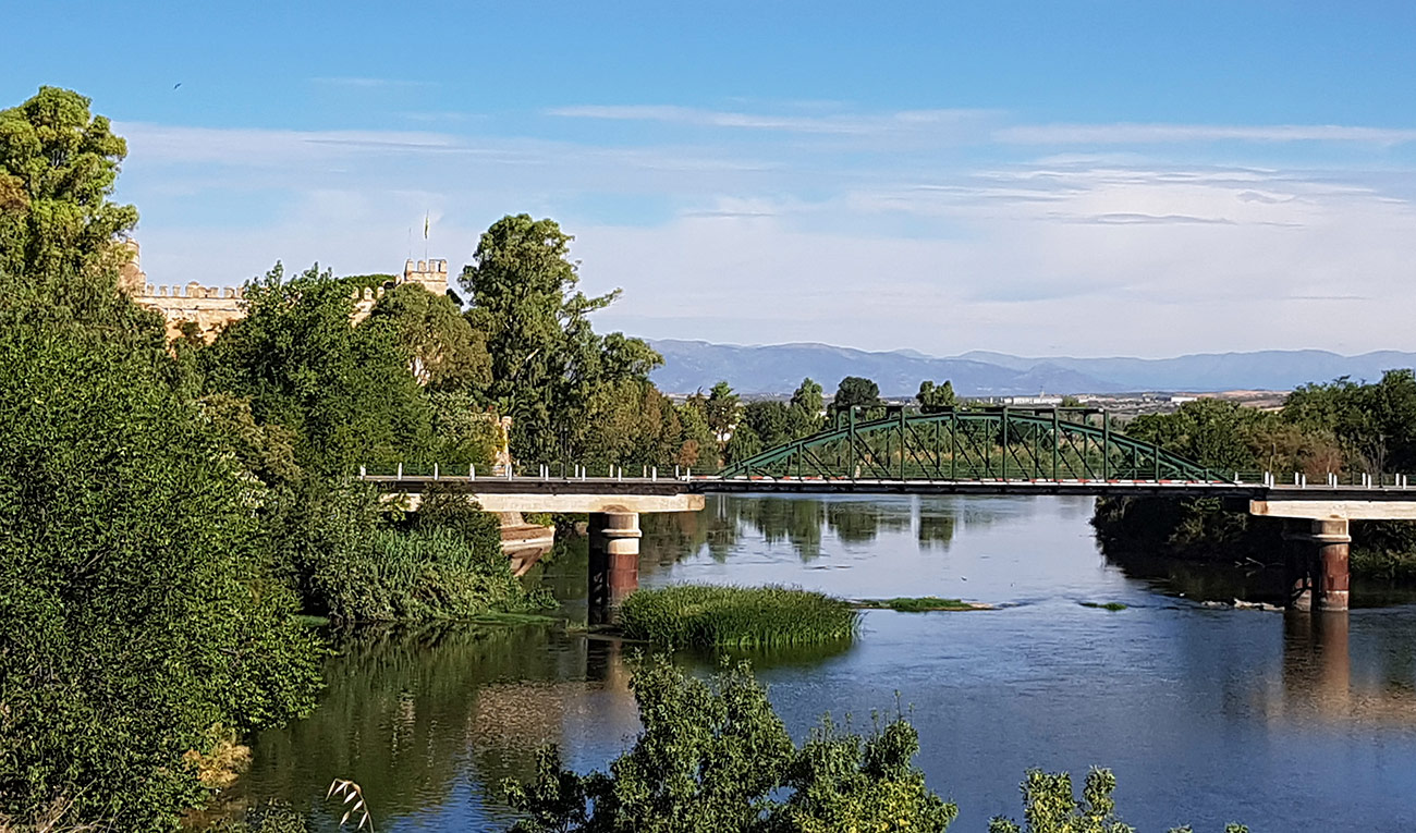 El puente antiguo de Malpica de Tajo, desde la barranca  