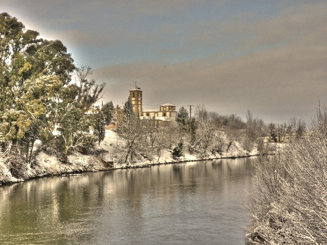 La iglesia nevada en Malpica de Tajo