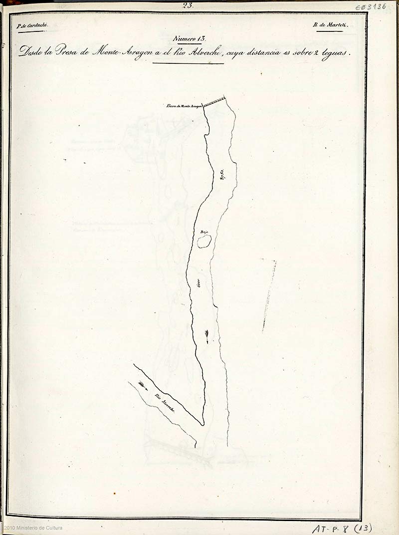 Planos de reconocimiento de las riberas del Tajo, desde la de presa de Montearagón hasta la desembocadura del Alberche realizados por Luis Carduchi y Julio Martelli en 1657  