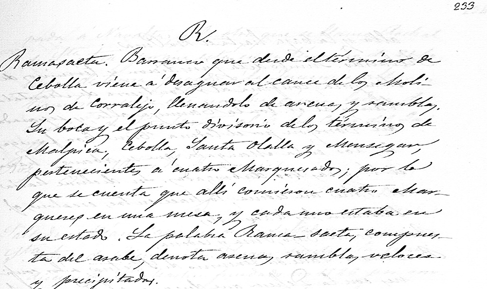 Escrito de Fermín Caballero sobre el barranco de Ramasaetas Escrito de Fermín Caballero sobre el barranco de Ramasaetas
