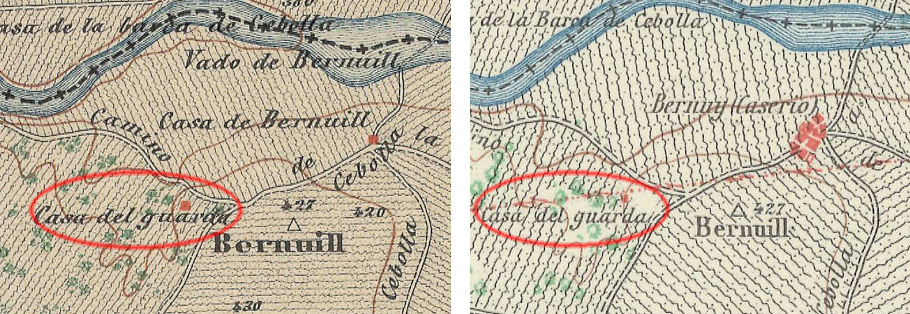 Parajes de Bernuy: La casa del gaurda de Bernuy en los mapas de 1885 y 1952 Parajes de Bernuy: La casa del gaurda de Bernuy en los mapas de 1885 y 1952