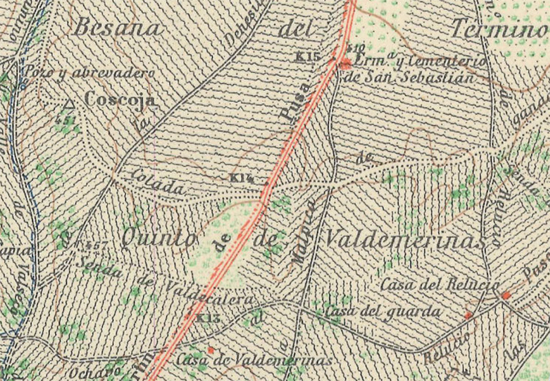 La Coscoja y su entorno en mapa de 1945 La Coscoja y su entorno en mapa de 1945