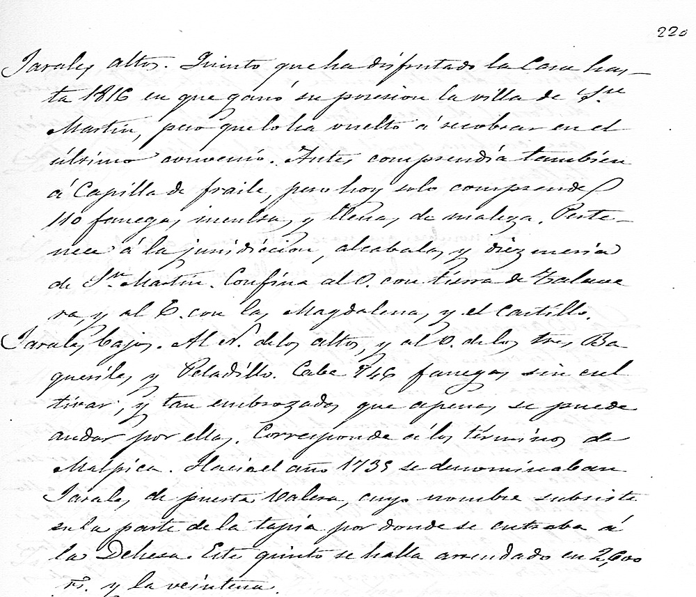 Los Jarales, manuscrito Fermín Caballero 1825 Los Jarales, manuscrito Fermín Caballero 1825