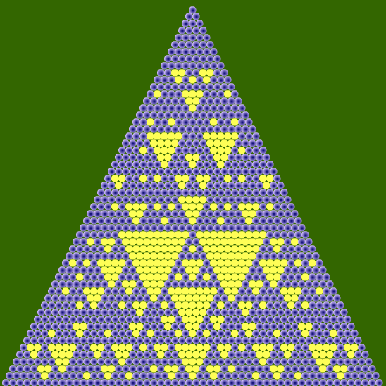 Patrón de Sierpinski obtenido al colorear, en el triángulo de Pascal, múltiplos de 12