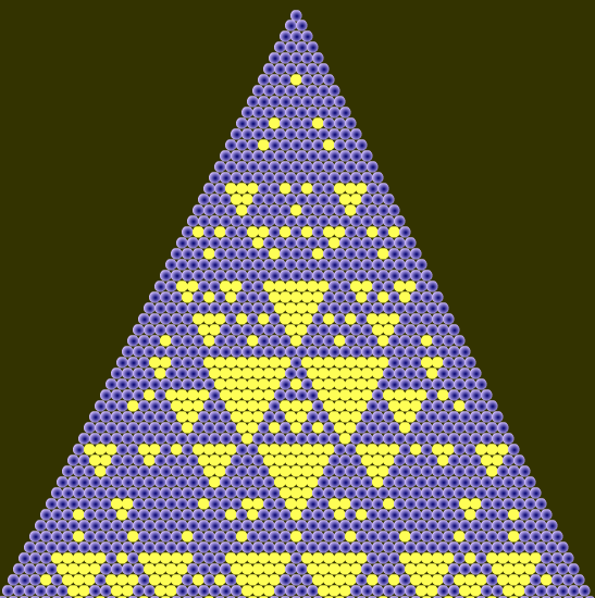 Patrón de Sierpinski obtenido al colorear, en el triángulo de Pascal, múltiplos de 20