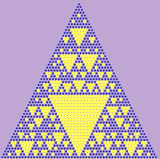 Patrón de Sierpinski obtenido al colorear, en el triángulo de Pascal, múltiplos de 6